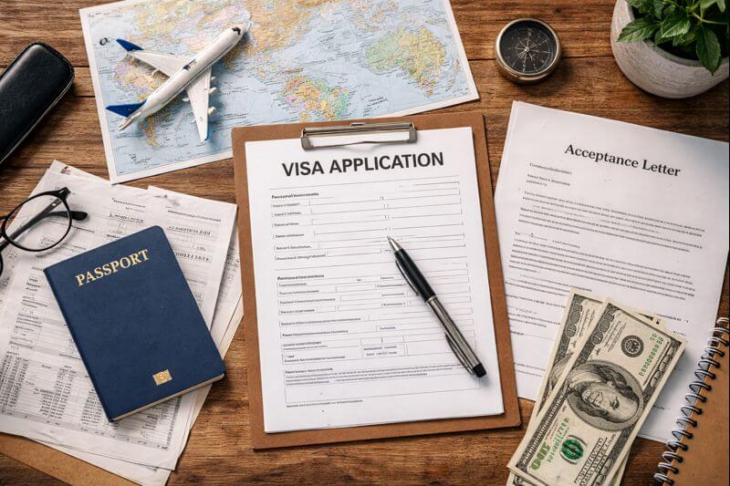 Student visa application for studying abroad