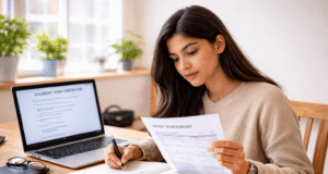 Proof of Funds Requirements for Student Visas (Complete Guide) Student checking proof of funds documents for student visa application