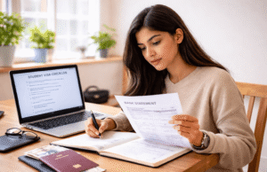 Proof of Funds Requirements for Student Visas (Complete Guide) Student checking proof of funds documents for student visa application
