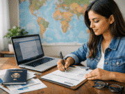 Complete Steps To Student Visa Application Guide student reviewing student visa application checklist