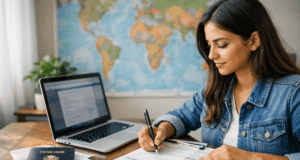 Complete Steps To Student Visa Application Guide student reviewing student visa application checklist