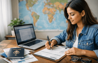 Complete Steps To Student Visa Application Guide student reviewing student visa application checklist