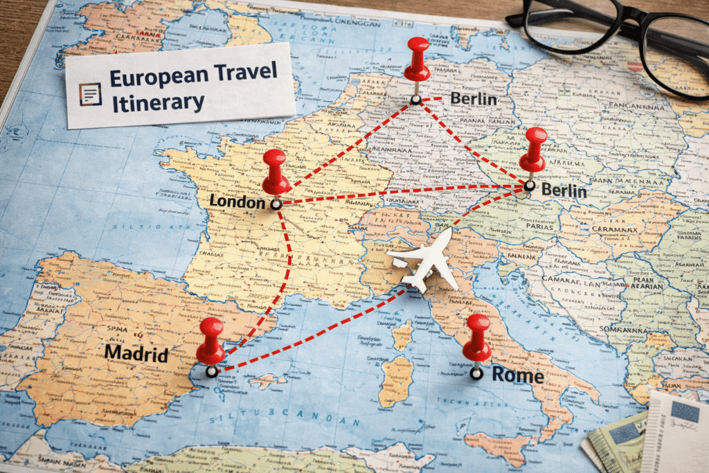 Travel itinerary for Schengen visa application
