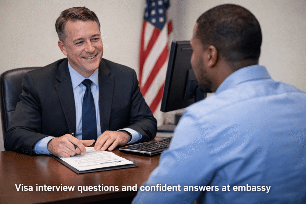  Visa interview questions and confident answers at embassy
