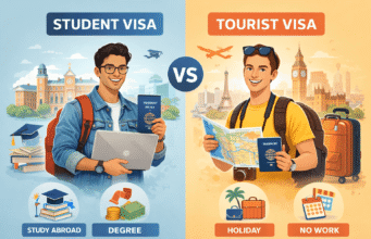 Student Visa vs Tourist Visa: Key Differences & How to Choose the Right One student visa vs tourist visa comparison illustration