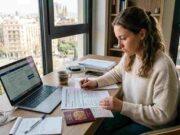 The Ultimate Guide to the Best Travel Insurance for Europe (2026) Traveler-reviewing-travel-insurance -documents