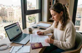 The Ultimate Guide to the Best Travel Insurance for Europe (2026) Traveler-reviewing-travel-insurance -documents