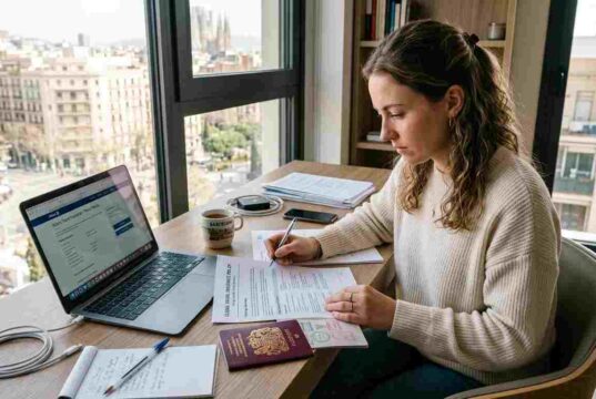 The Ultimate Guide to the Best Travel Insurance for Europe (2026) Traveler-reviewing-travel-insurance -documents