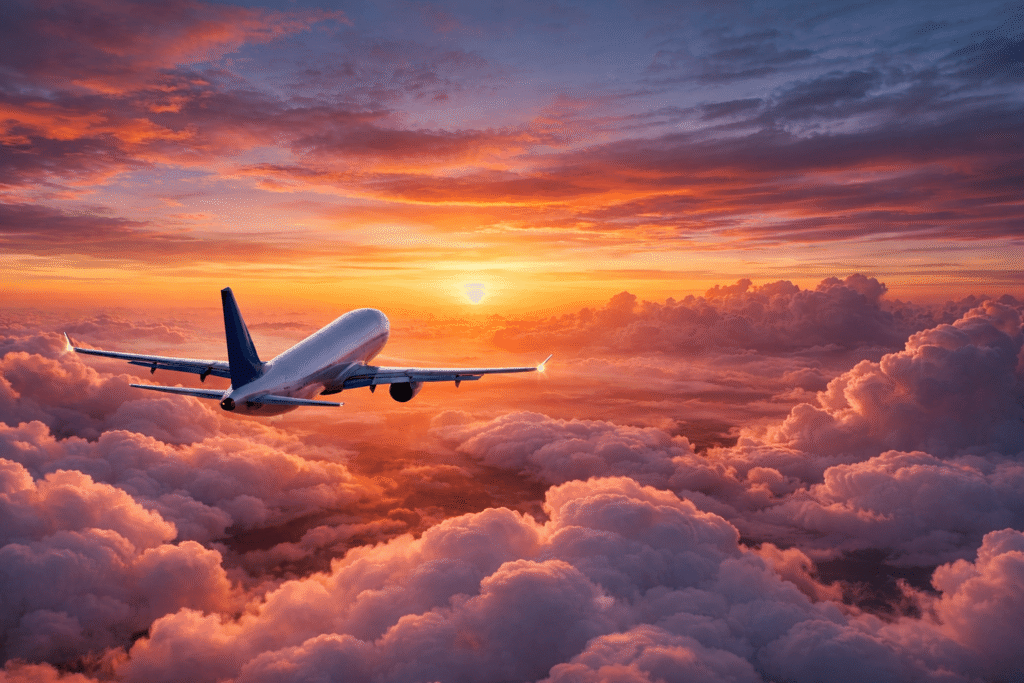 international airplane flight travel concept