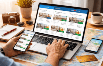 Complete Hotel Booking Guide: How to Find the Best Hotel Deals (Step-by-Step) traveler comparing hotel prices on booking websites