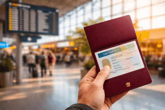 How to Get a Schengen Visa Approved (Complete Step-by-Step Guide) Traveler holding passport with approved Schengen visa at European airport