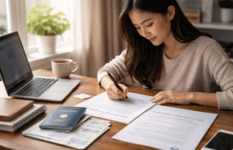 Complete Guide to Student Visas student preparing documents for study abroad visa application