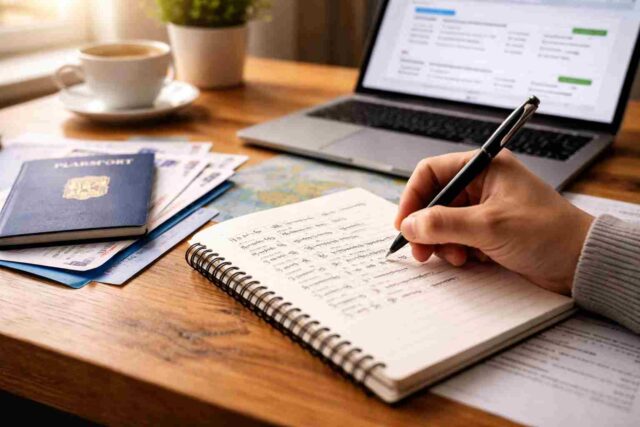 Writing a travel itinerary for visa application planning