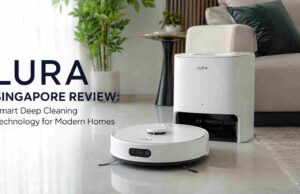 LURA Singapore Review: Smart Deep Cleaning Technology for Modern Homes LURA Singapore review featuring a smart robotic vacuum and deep cleaning station in a modern home