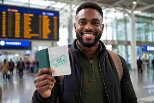 Nigeria Schengen Visa Approval: Tips to Boost Your Success Rate Nigerian traveler celebrating Schengen visa approval success