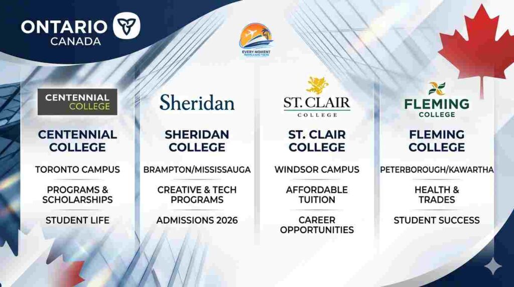Comparison of top Ontario colleges for Nigerian students including Centennial and Sheridan.