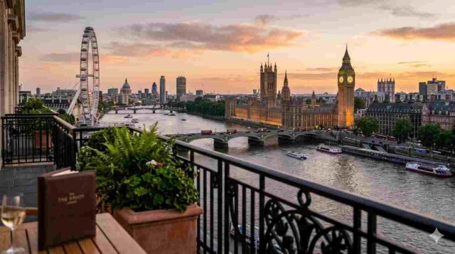Best hotels in London for tourists featuring views of the London Eye and Big Ben.