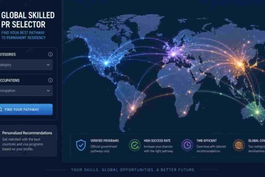 The Ultimate Permanent Residency (Global Relocation) Guide A clean data map infographic tracking international skilled migration pathways and target visa streams across a global layout.