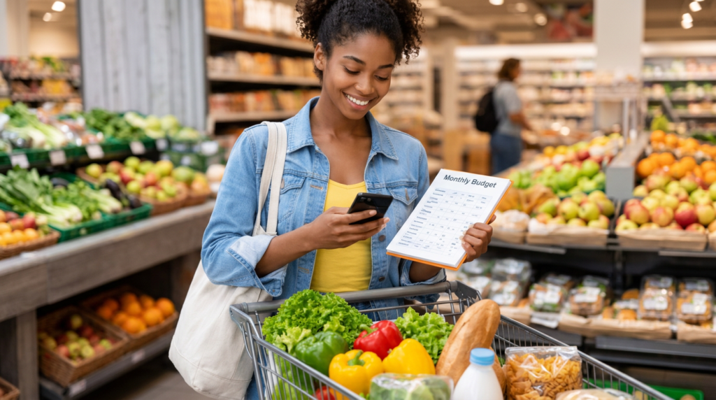 International student grocery shopping and managing monthly living expenses abroad