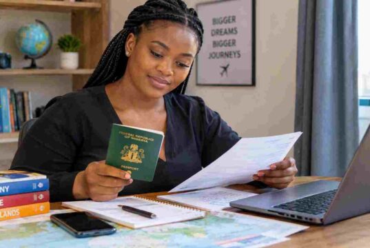 Legitimate Immigration Agencies for Nigerians (2026 Guide) Nigerian applicant reviewing visa documents before applying to relocate to Europe.